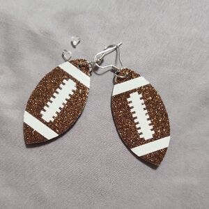 Glitter Football Dangle Earrings with White Laces
